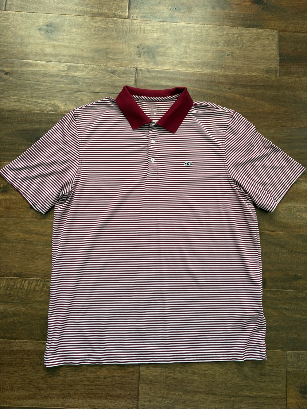 Vineyard Vines Men’s Striped Polo - Burgundy and White